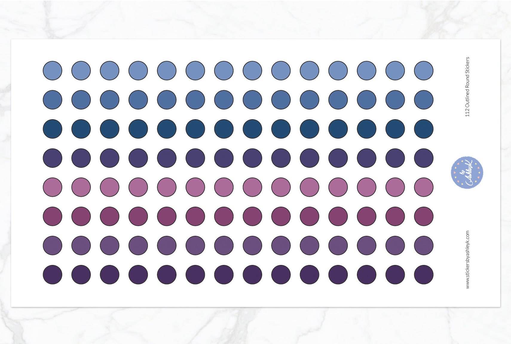 112 Outlined Dot Planner Stickers - Blueberry