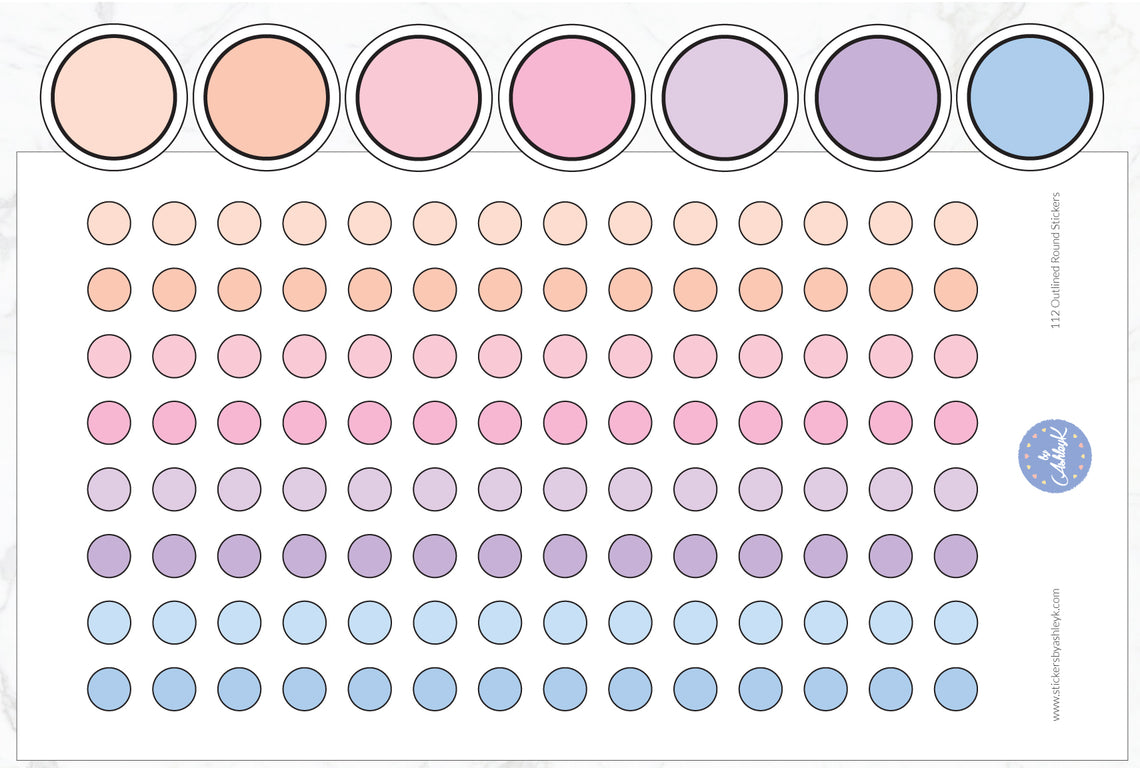 112 Outlined Dot Planner Stickers