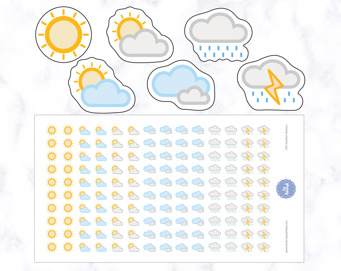 140 Weather Stickers. No Snow More Cloud