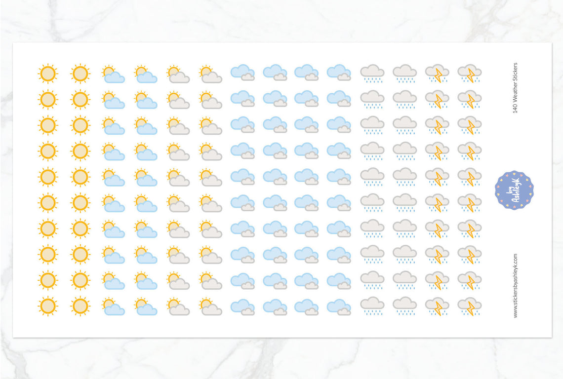 140 Weather Stickers. No Snow More Cloud