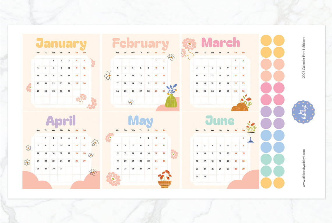 2025 Calendar Planner Stickers - Part 1