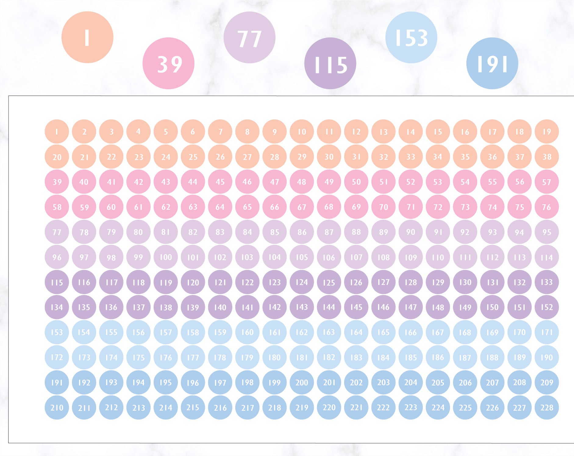 228 mini autocollants chiffres