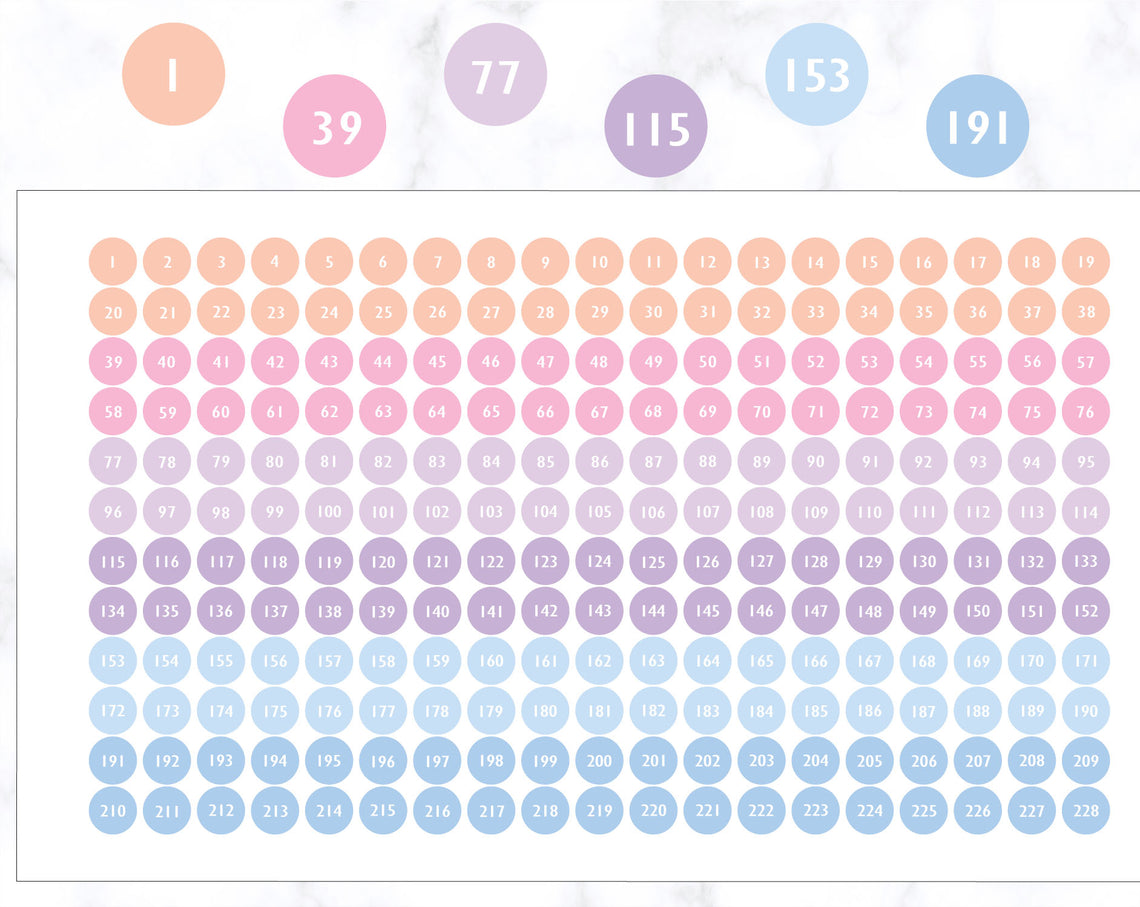 228 mini autocollants chiffres