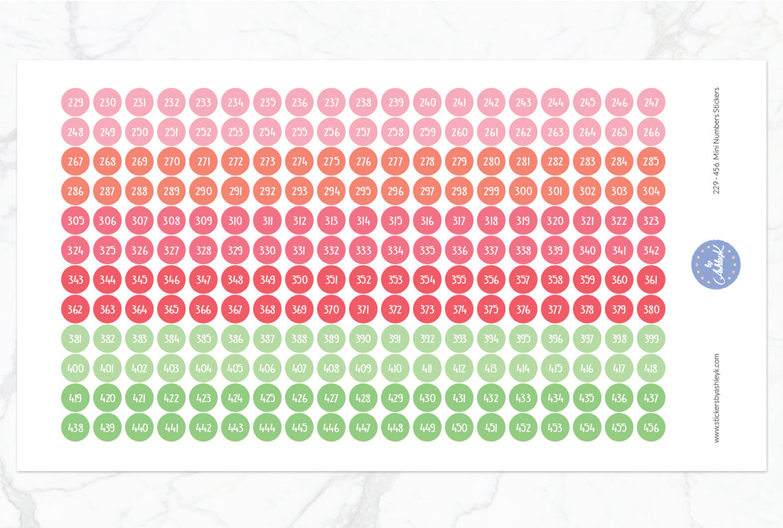 229~456 Mini Numbers Stickers - Strawberry