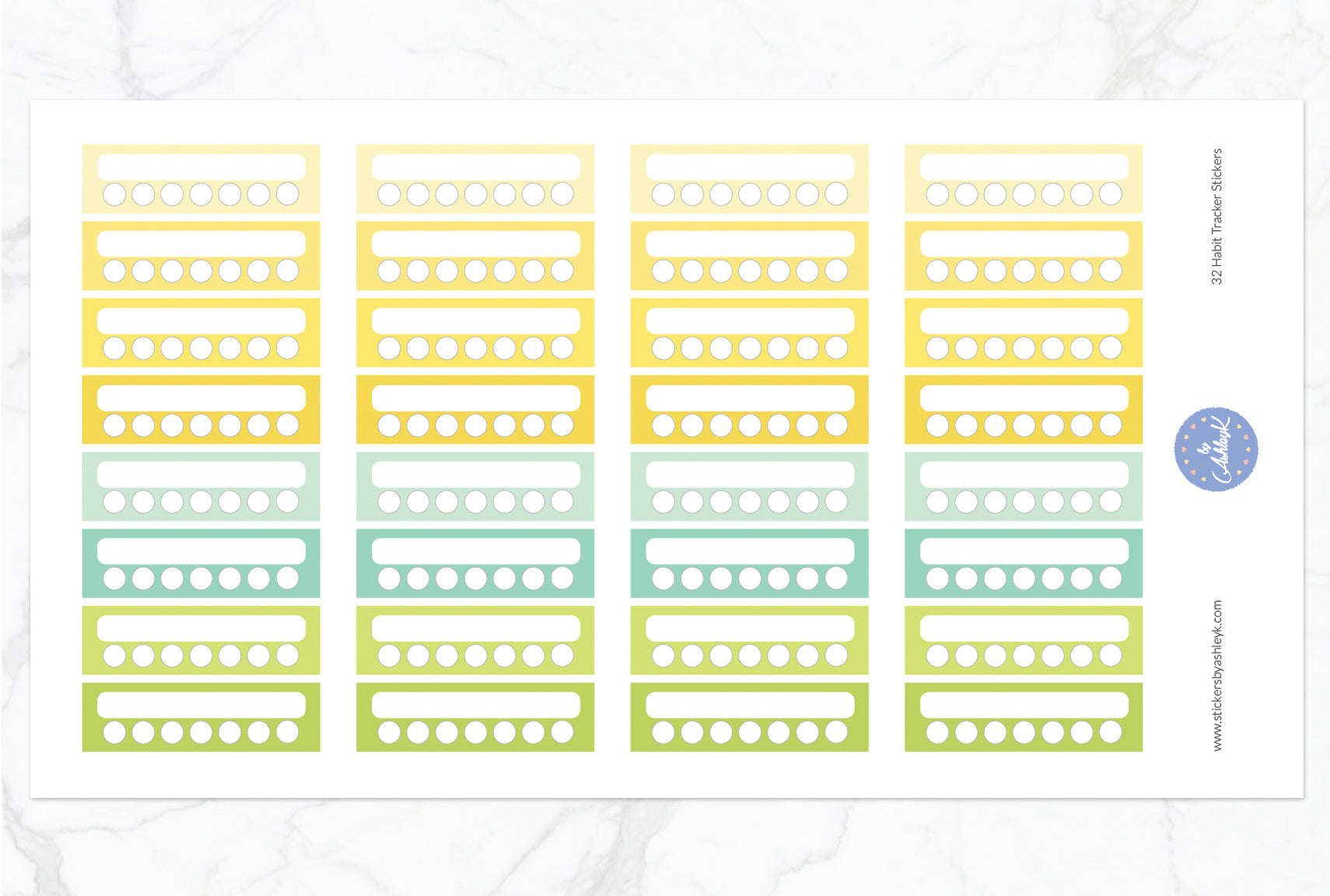 32 Habit Tracker Stickers - Lemon&Lime