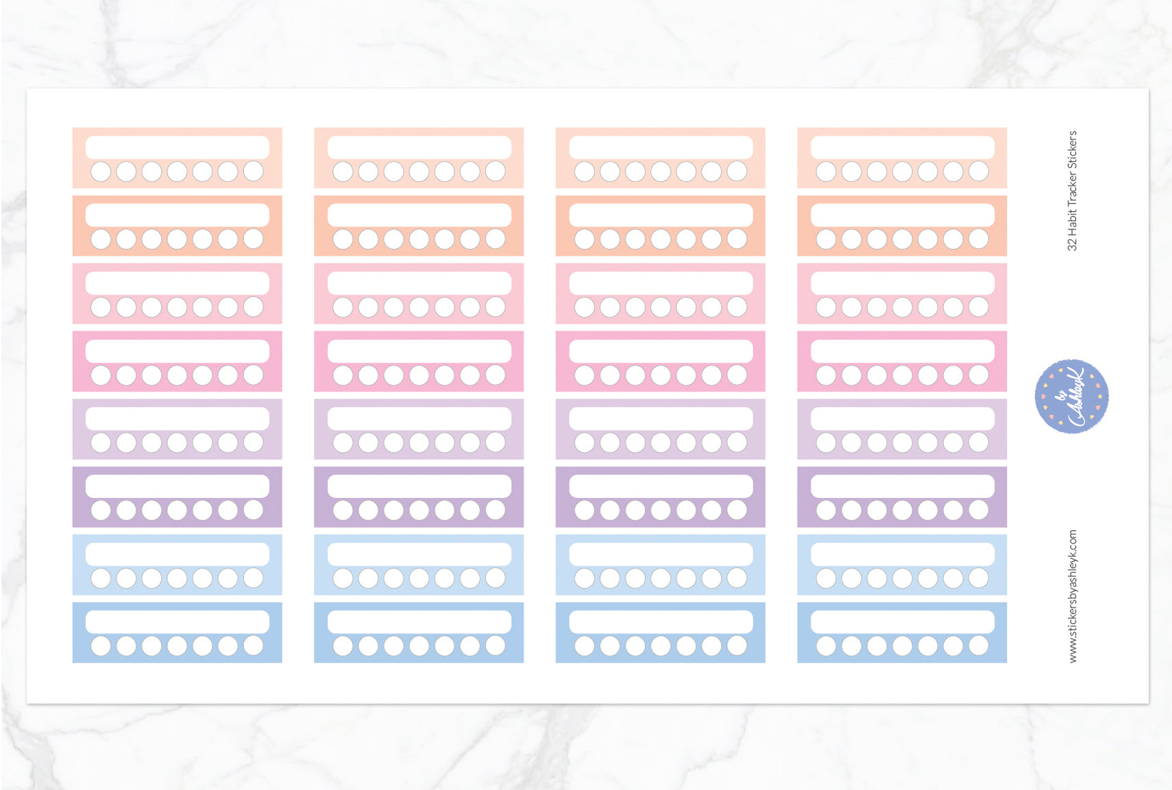 32 Habit Tracker Stickers - Pastel Sunset