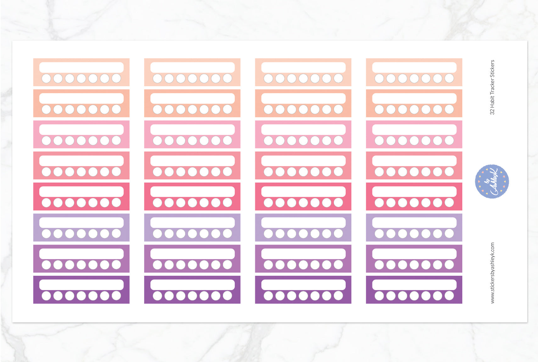 32 Habit Tracker Stickers - Raspberry