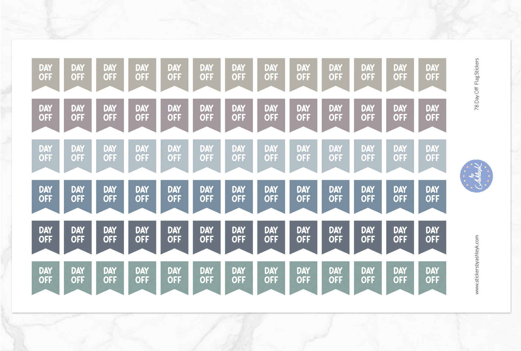 78 Day Off Flag Stickers - Beige Neutral