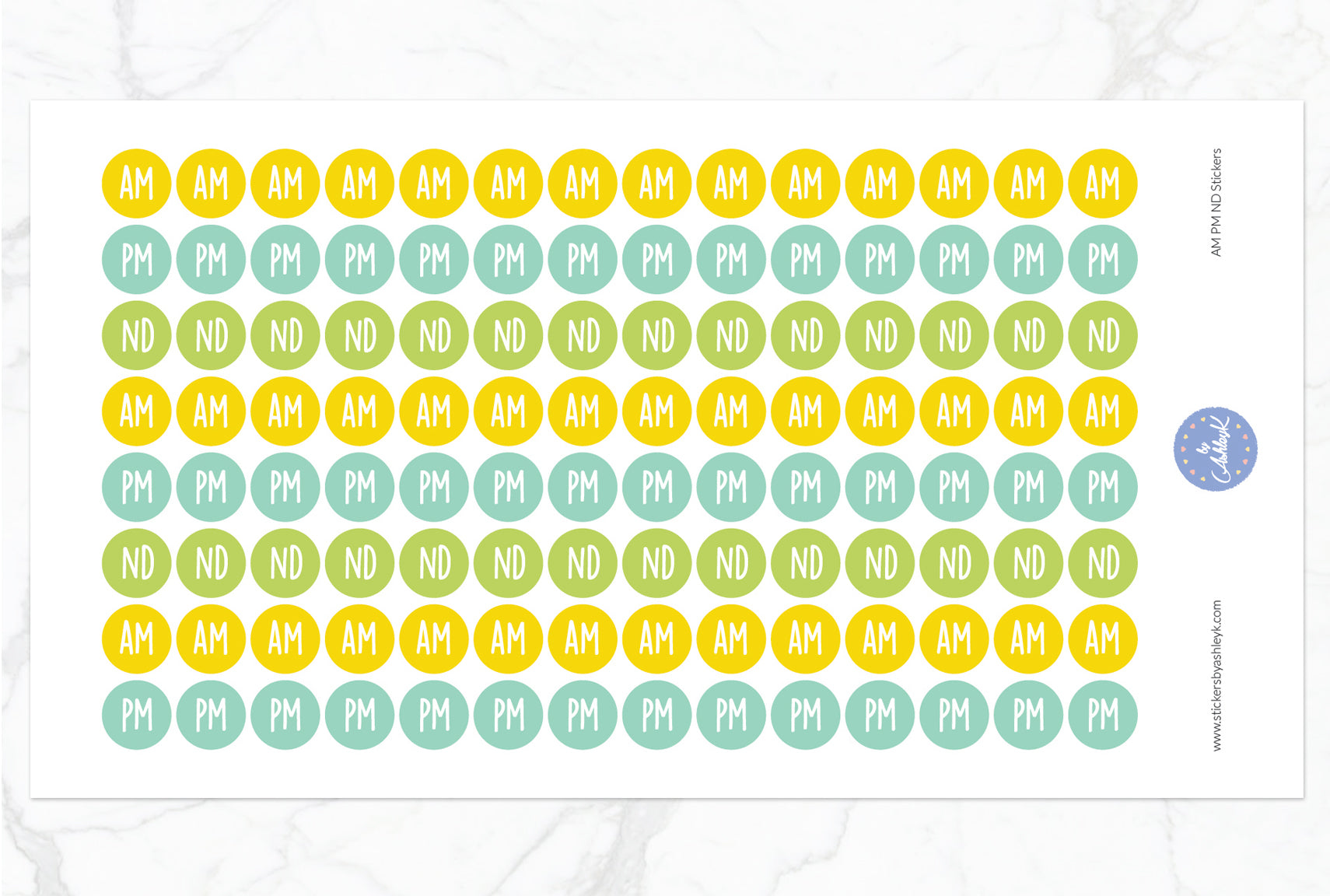 AM PM ND Round Stickers - Lemon&Lime