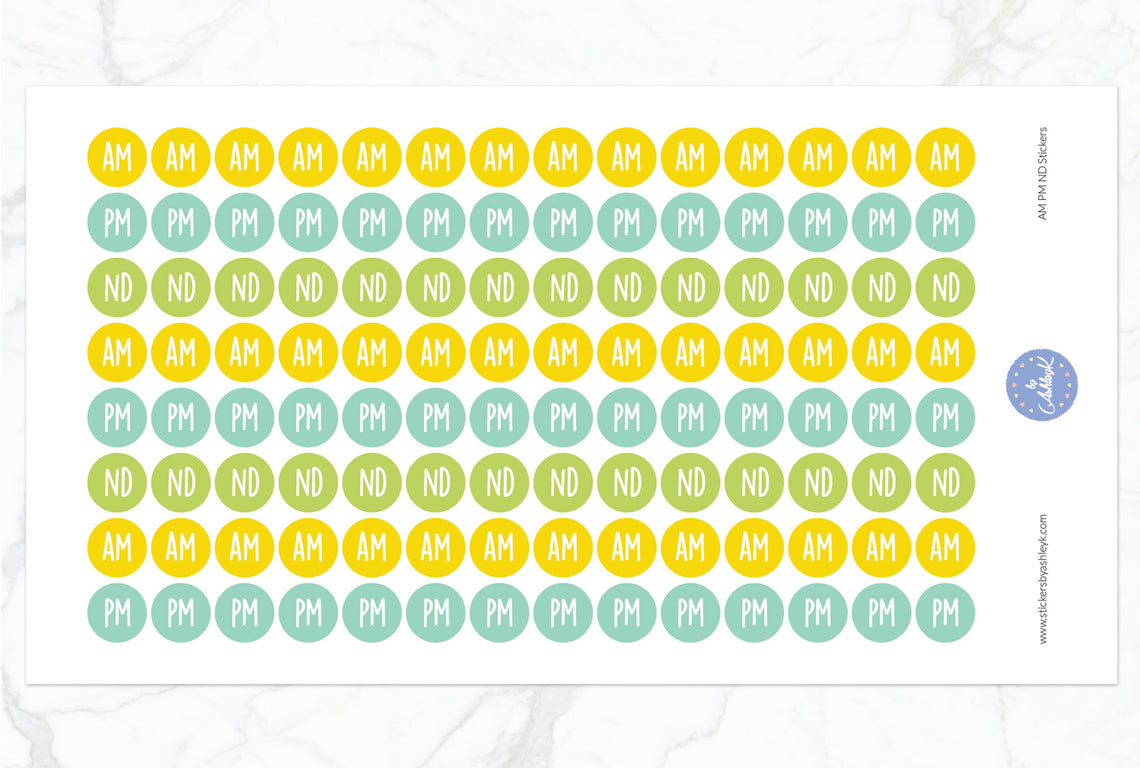 AM PM ND Round Stickers - Lemon&Lime