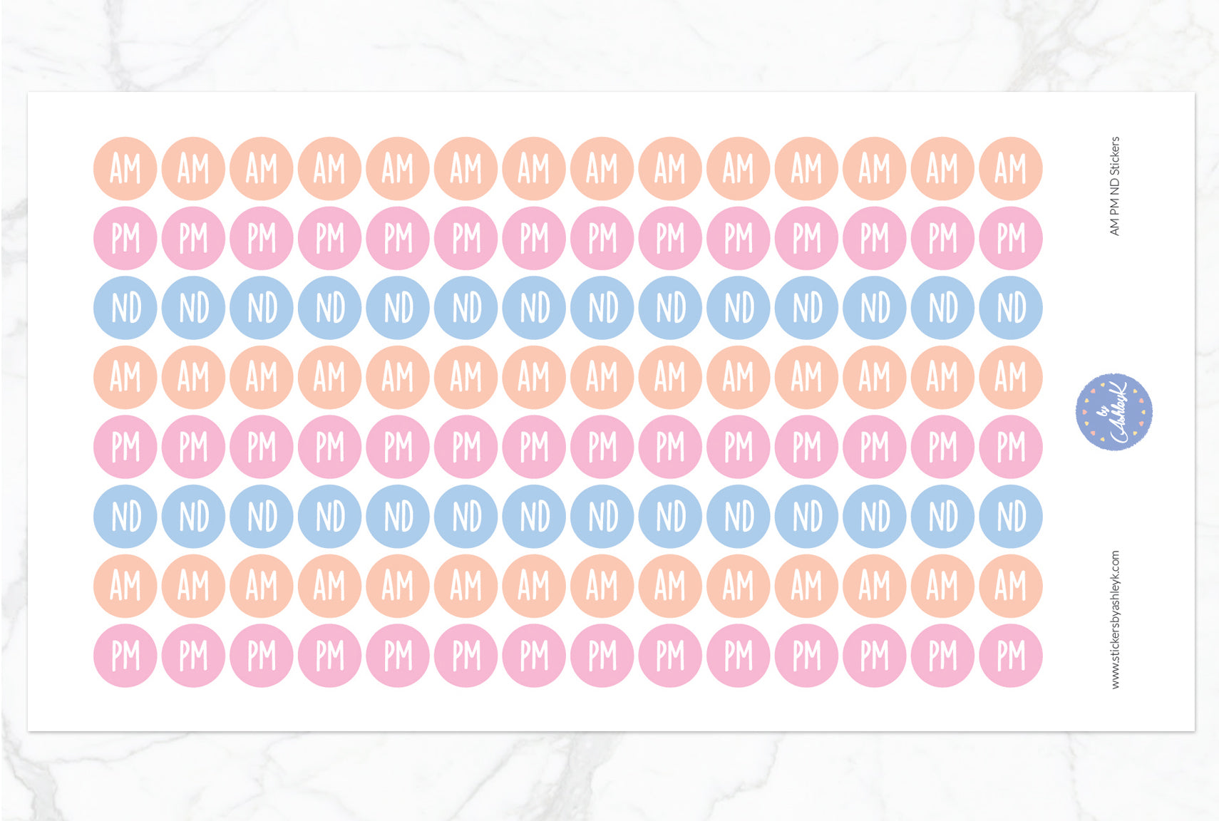 AM PM ND Round Stickers - Pastel Sunset