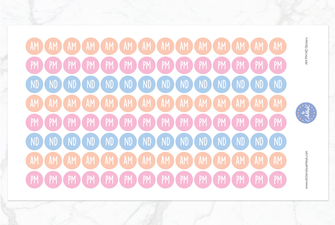 AM PM ND Round Stickers - Pastel Sunset