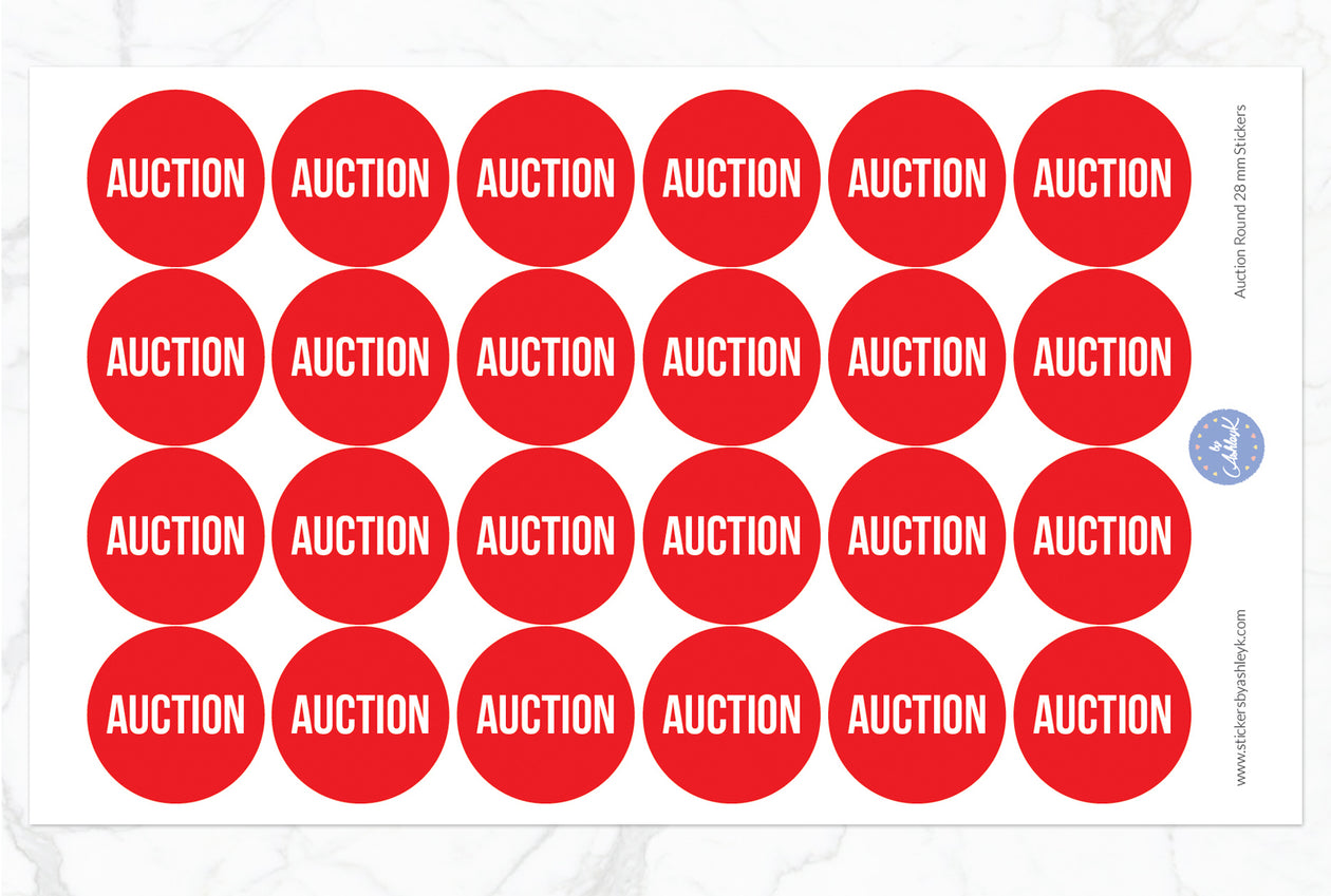 Auction Corporate Round 28 mm Stickers
