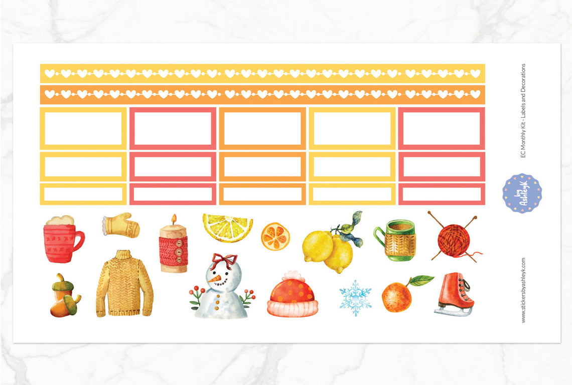 August Erin Condren Monthly Kit - Labels & Decorations