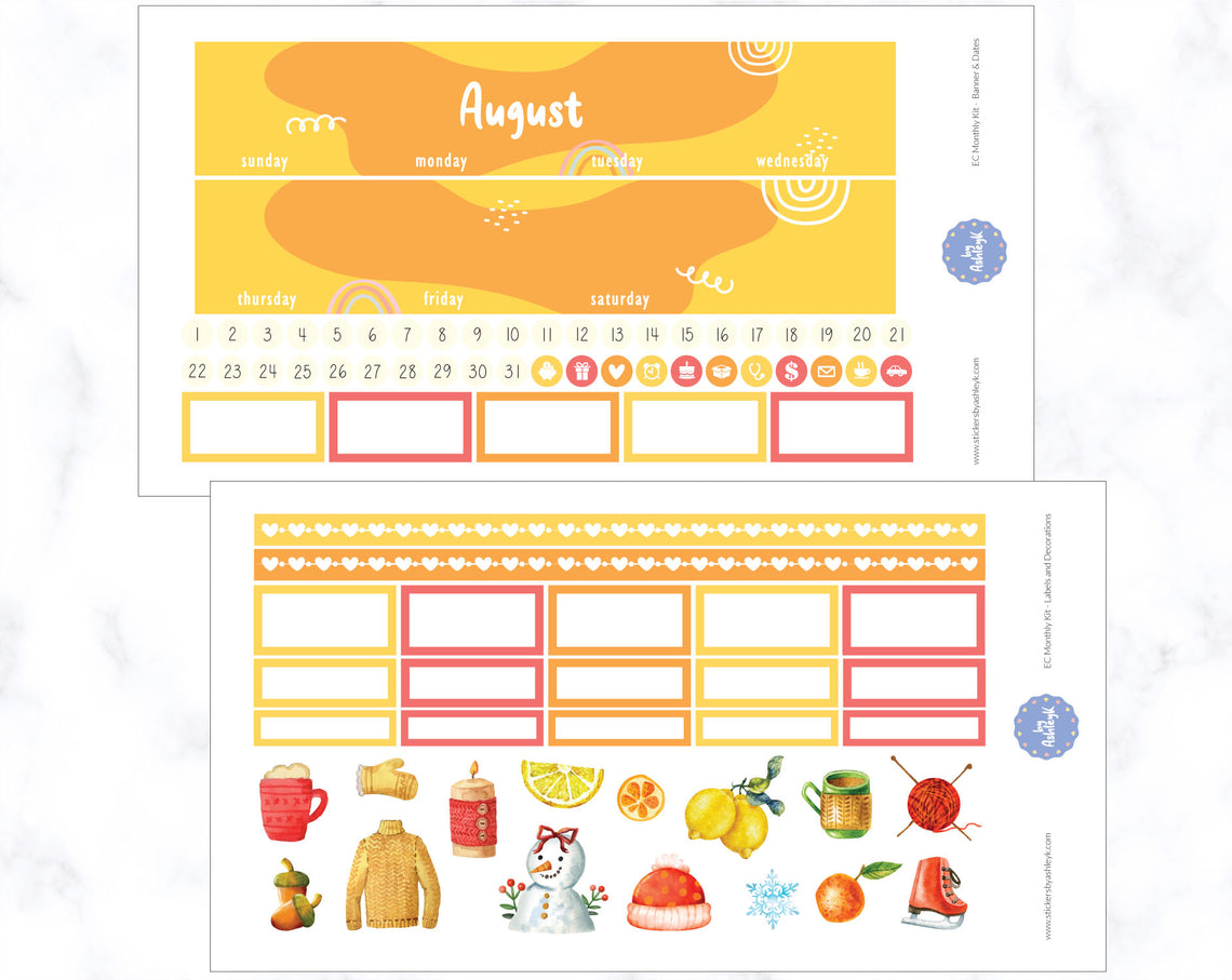 August Erin Condren Monthly Kit -