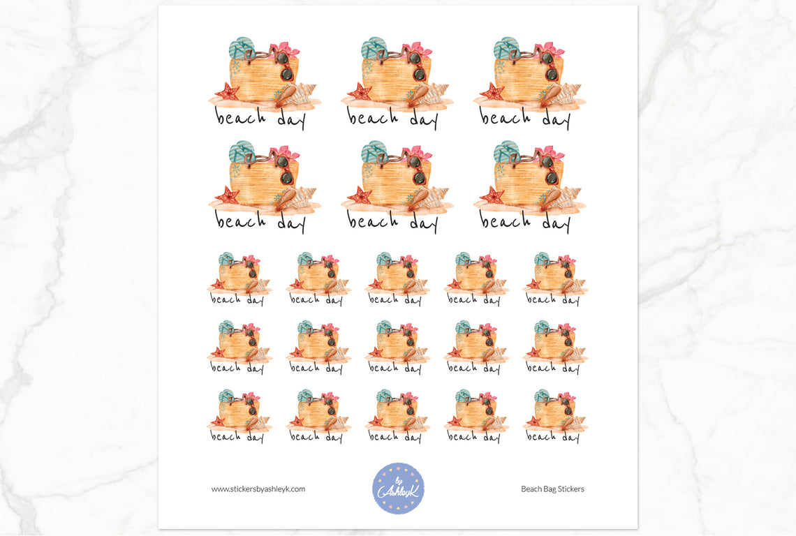 Beach Bag on Sand Stickers