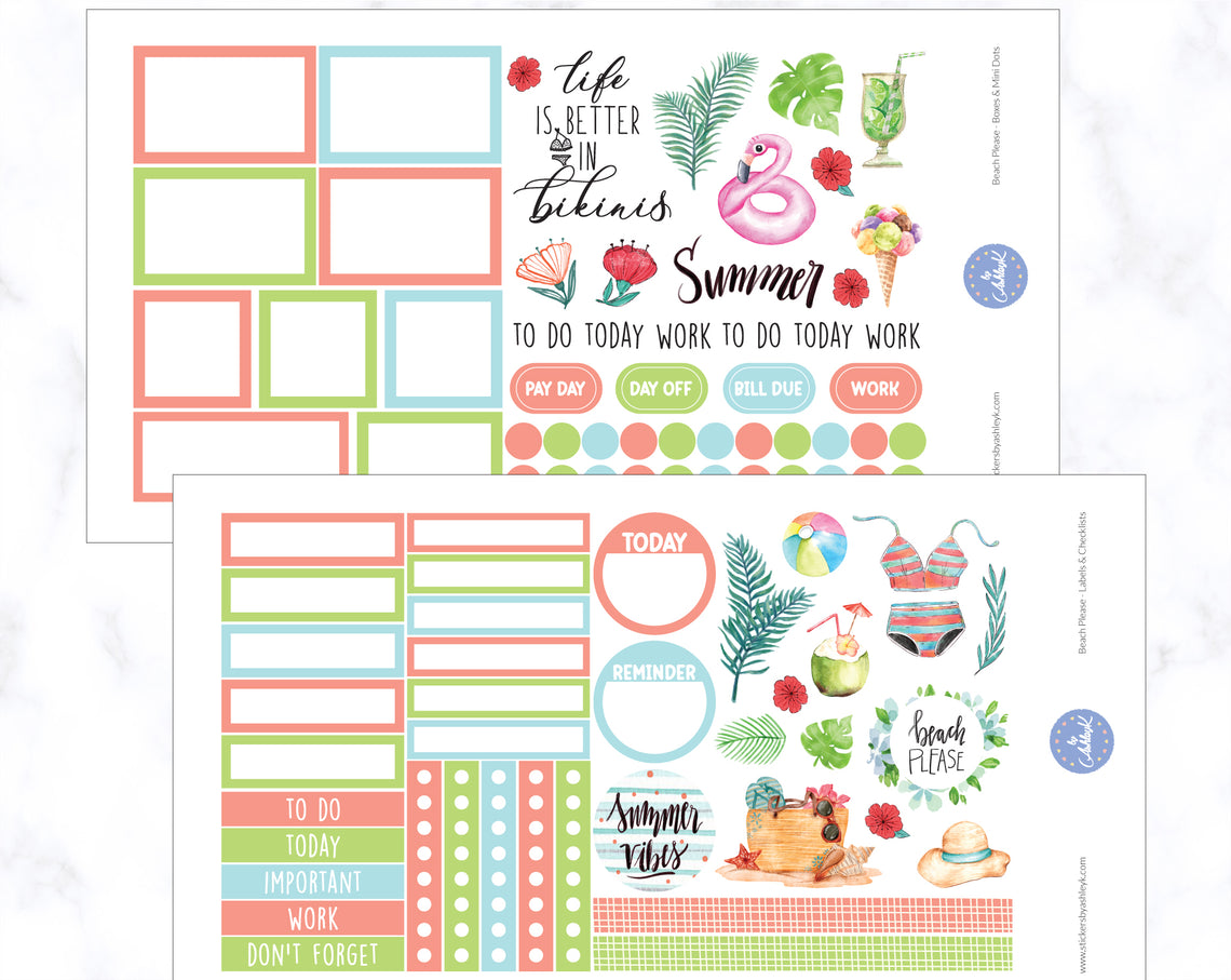 Beach Please Weekly Spread Stickers