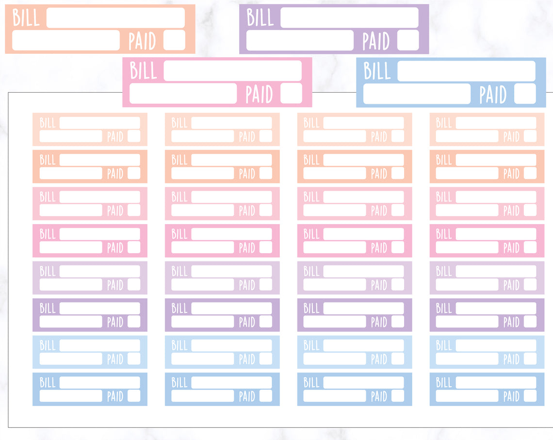 Bill Tracker Stickers - Pastel Sunset