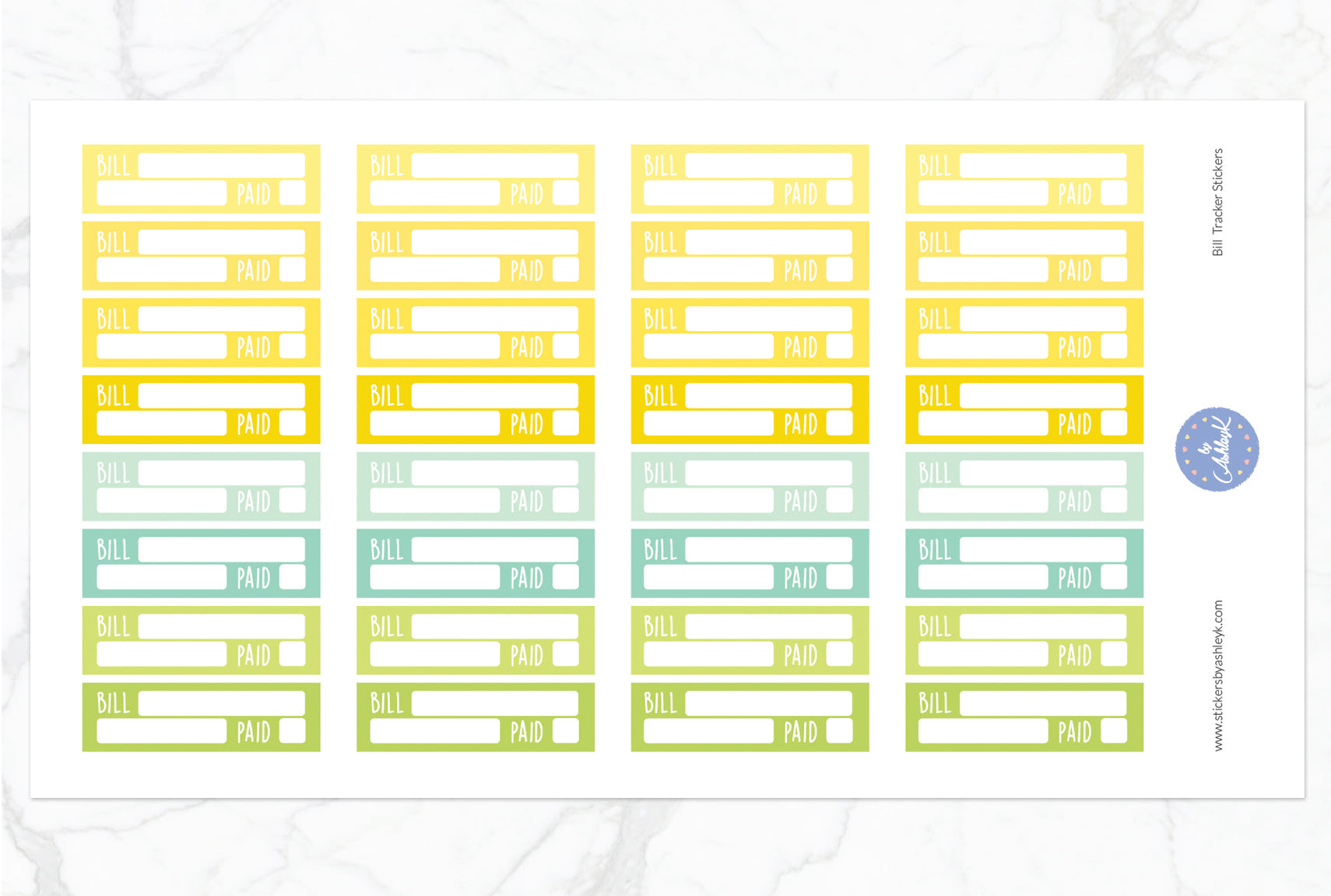 Bill Tracker Stickers - Lemon&Lime