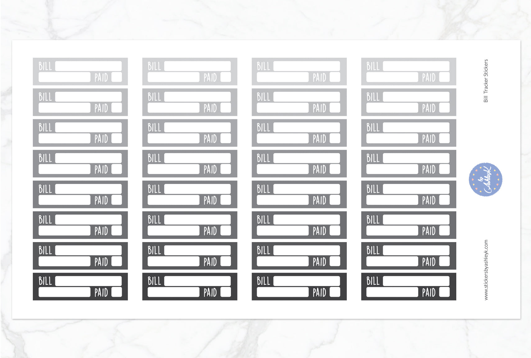 Bill Tracker Stickers - Monochrome