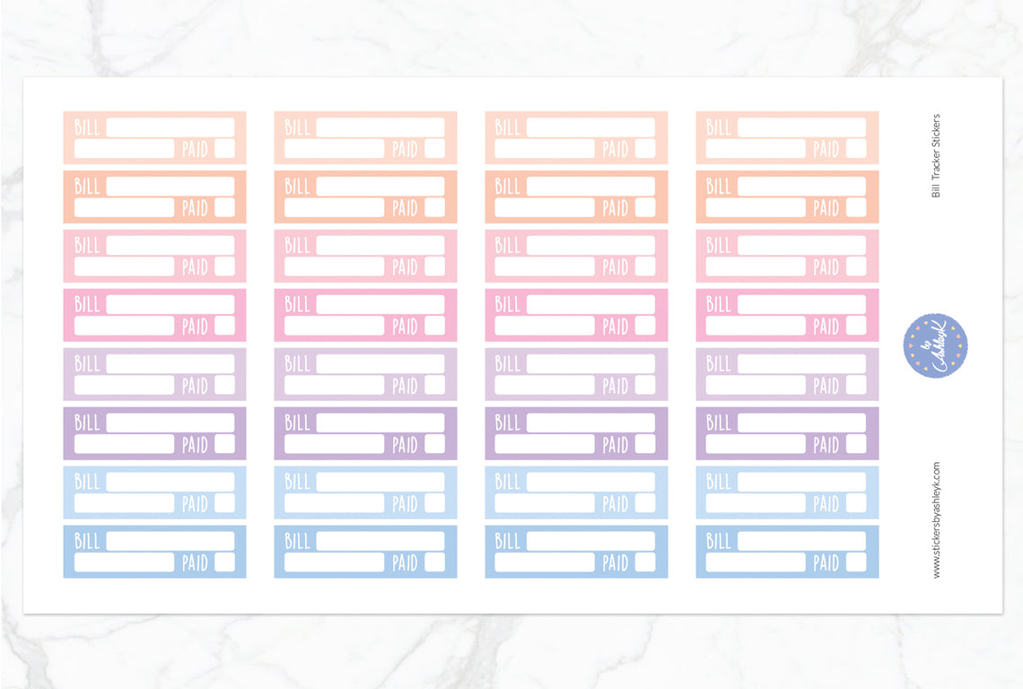 Bill Tracker Stickers - Pastel Sunset