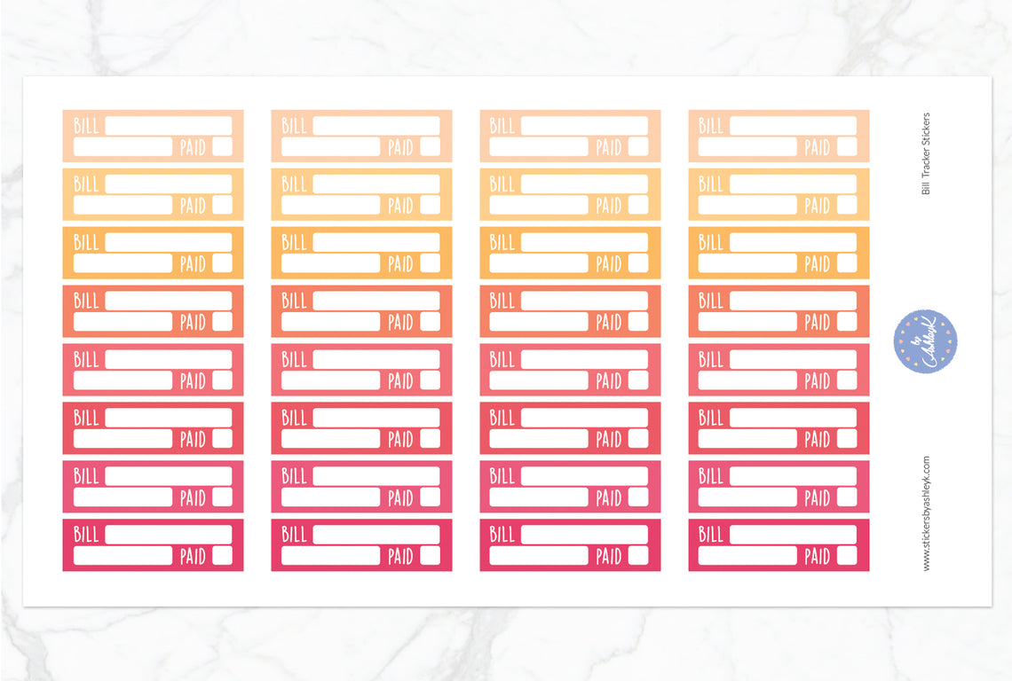 Bill Tracker Stickers - Peach