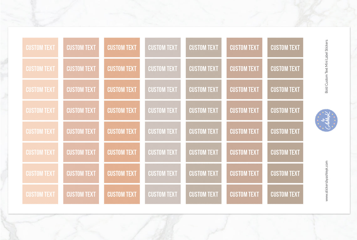 Bold Custom Text Mini Label Stickers - Beige Neutral