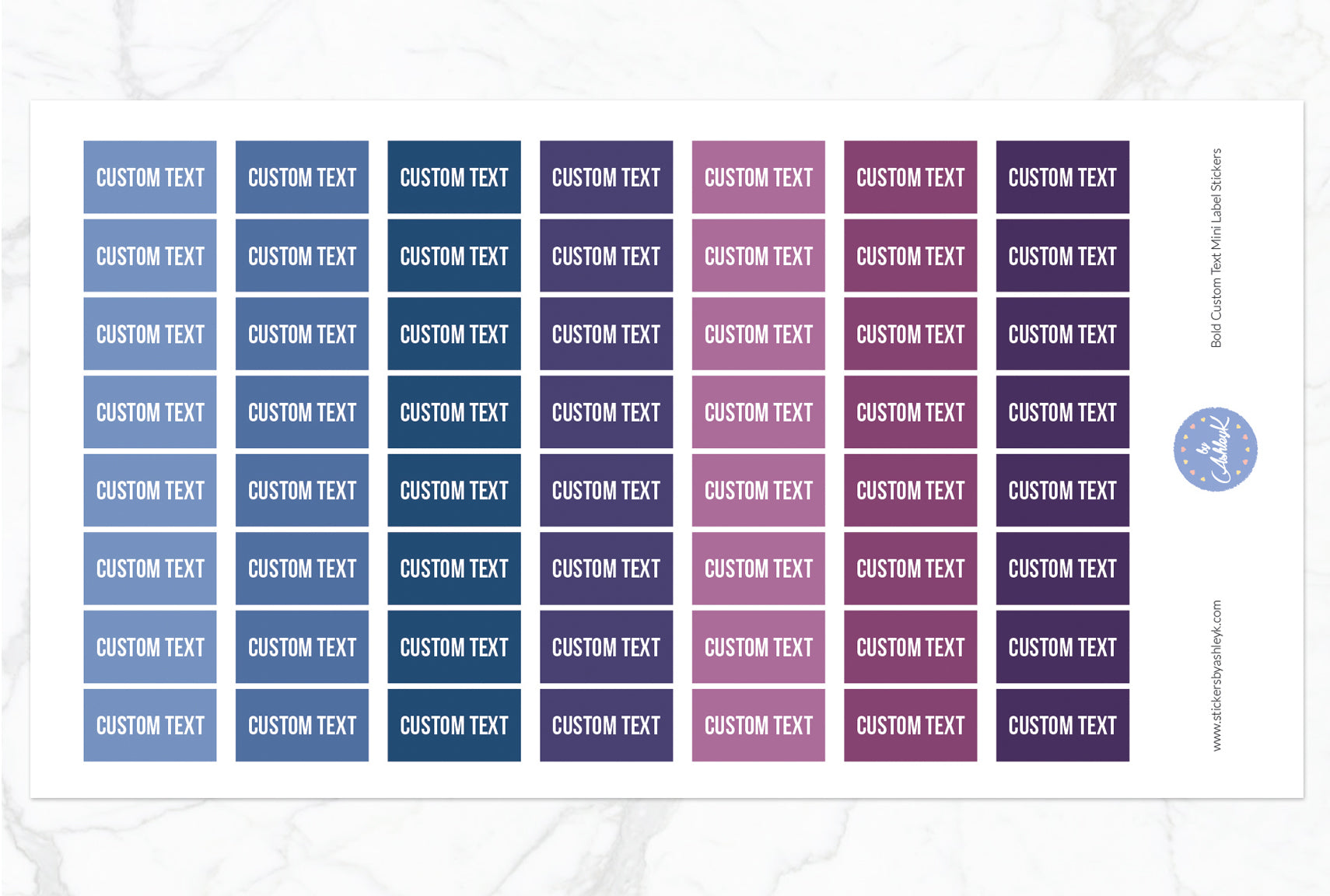 Bold Custom Text Mini Label Stickers - Blueberry