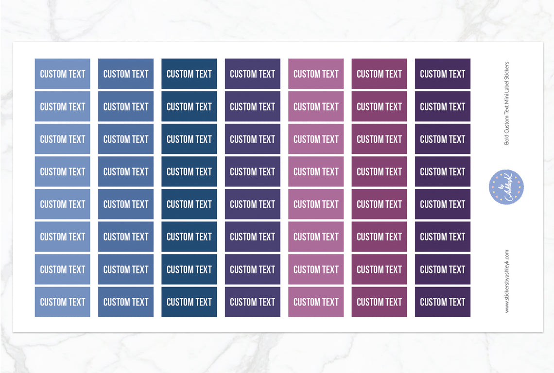 Bold Custom Text Mini Label Stickers - Blueberry