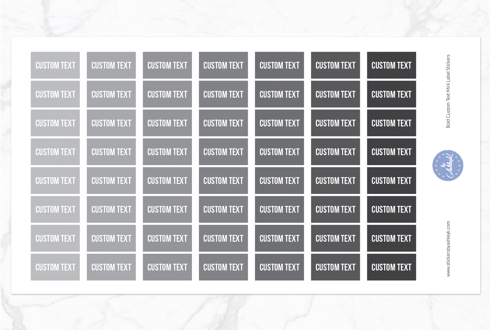 Bold Custom Text Mini Label Stickers - Monochrome