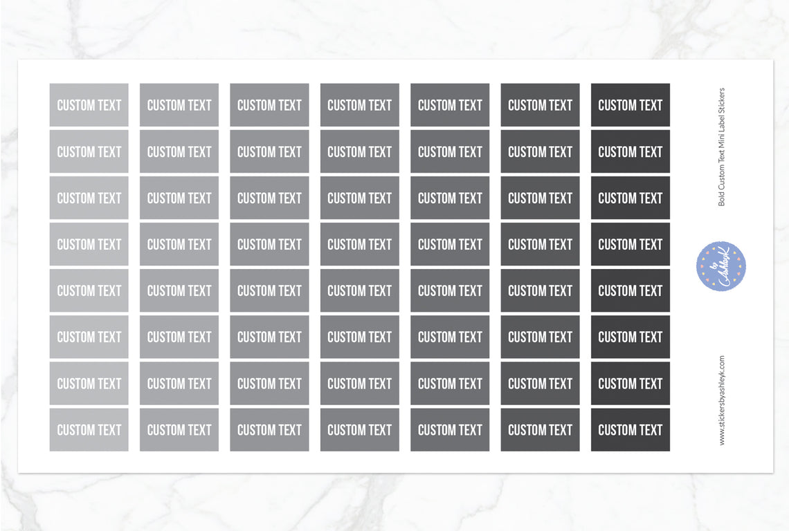 Bold Custom Text Mini Label Stickers - Monochrome