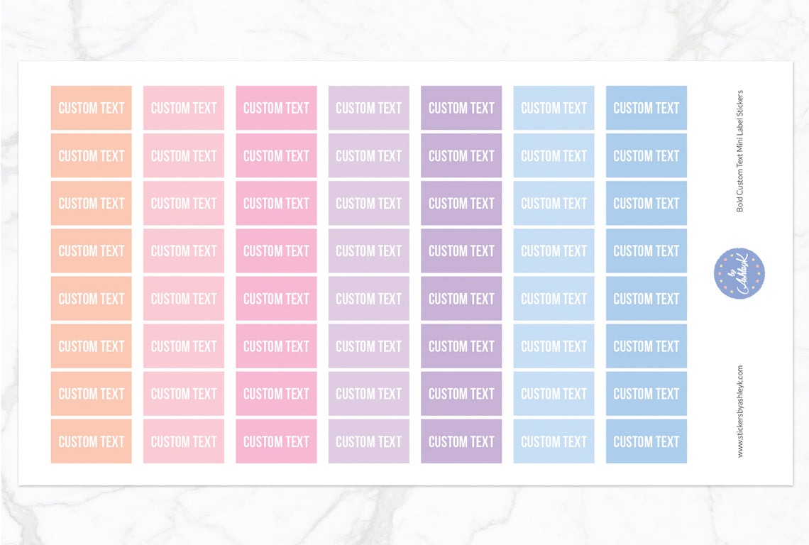 Bold Custom Text Mini Label Stickers - Pastel Sunset
