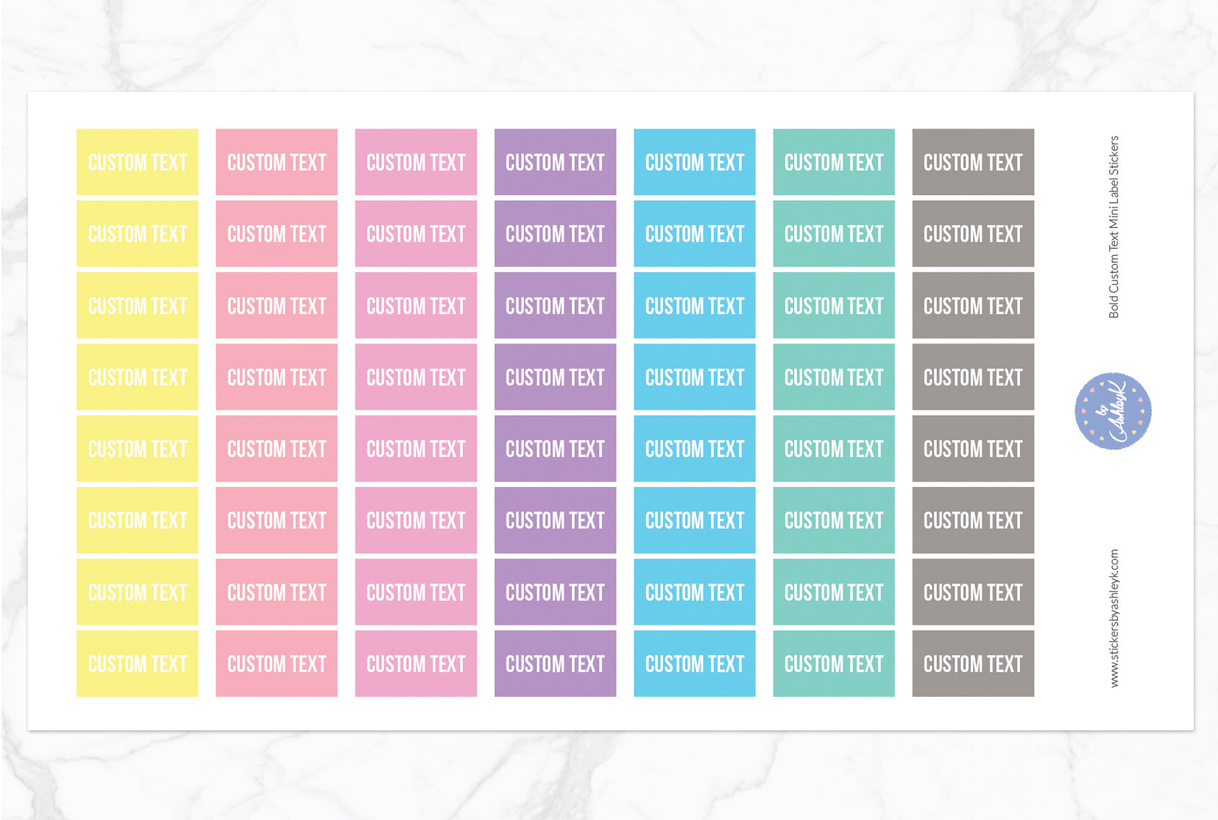 Bold Custom Text Mini Label Stickers - Pastel