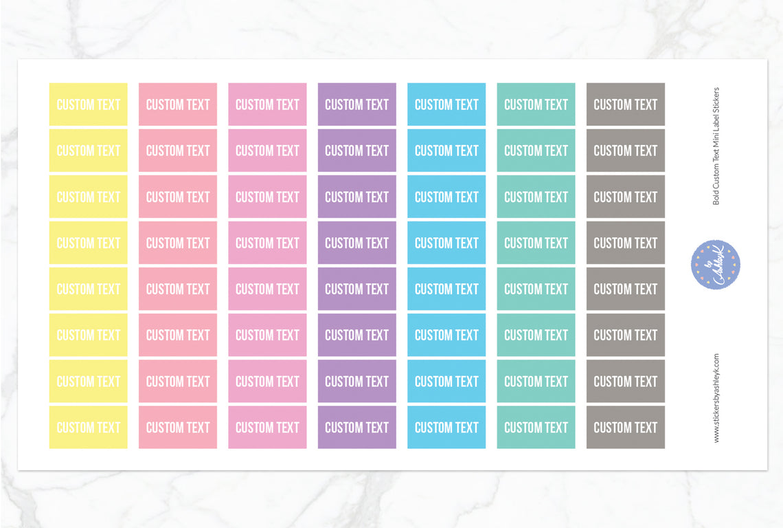 Bold Custom Text Mini Label Stickers - Pastel