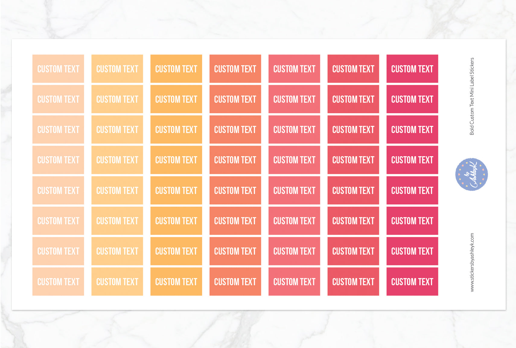 Bold Custom Text Mini Label Stickers - Peach