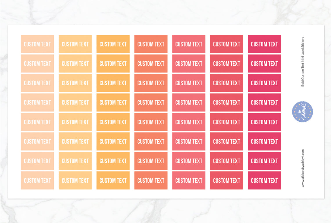 Bold Custom Text Mini Label Stickers - Peach