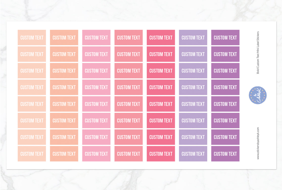 Bold Custom Text Mini Label Stickers - Raspberry