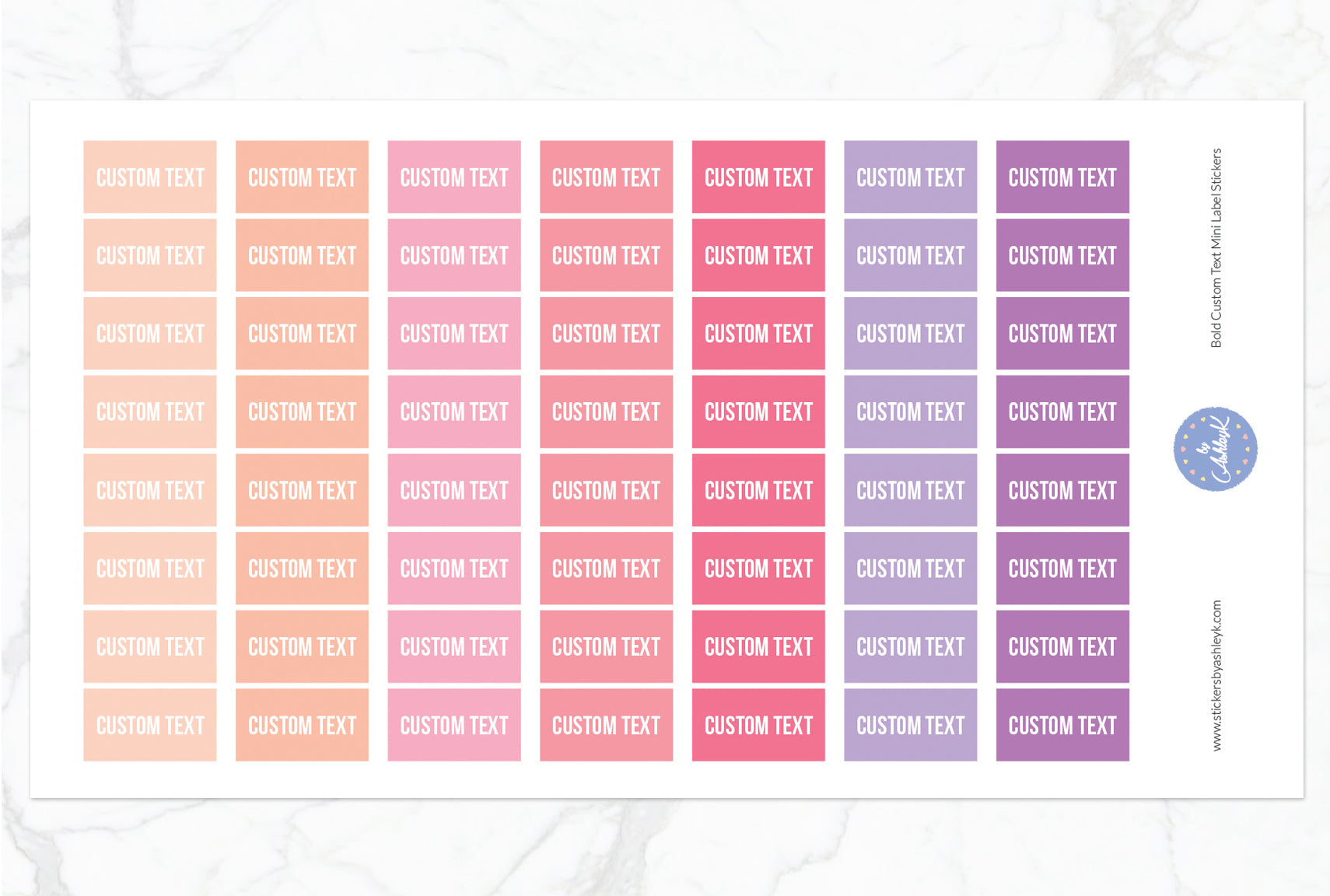 Bold Custom Text Mini Label Stickers - Raspberry