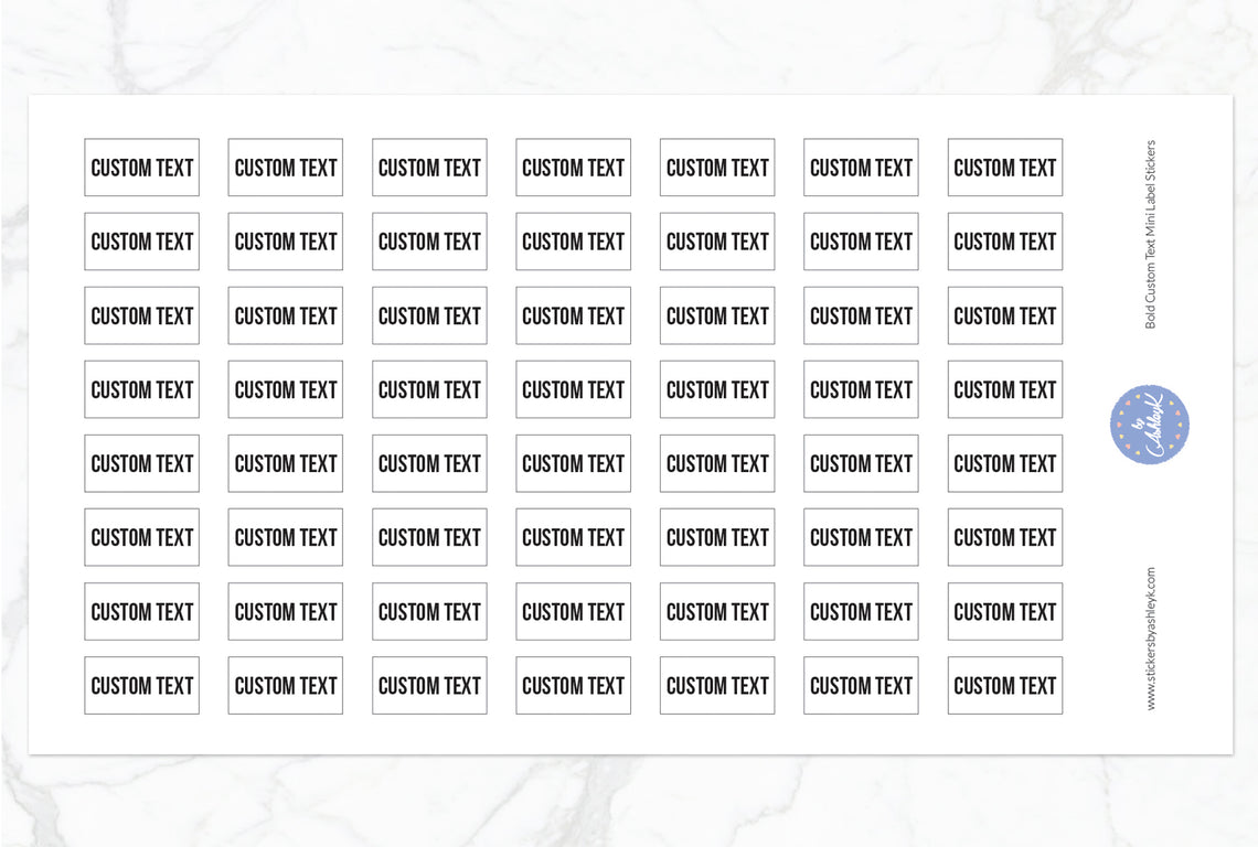 Bold Custom Text Mini Label Stickers - White