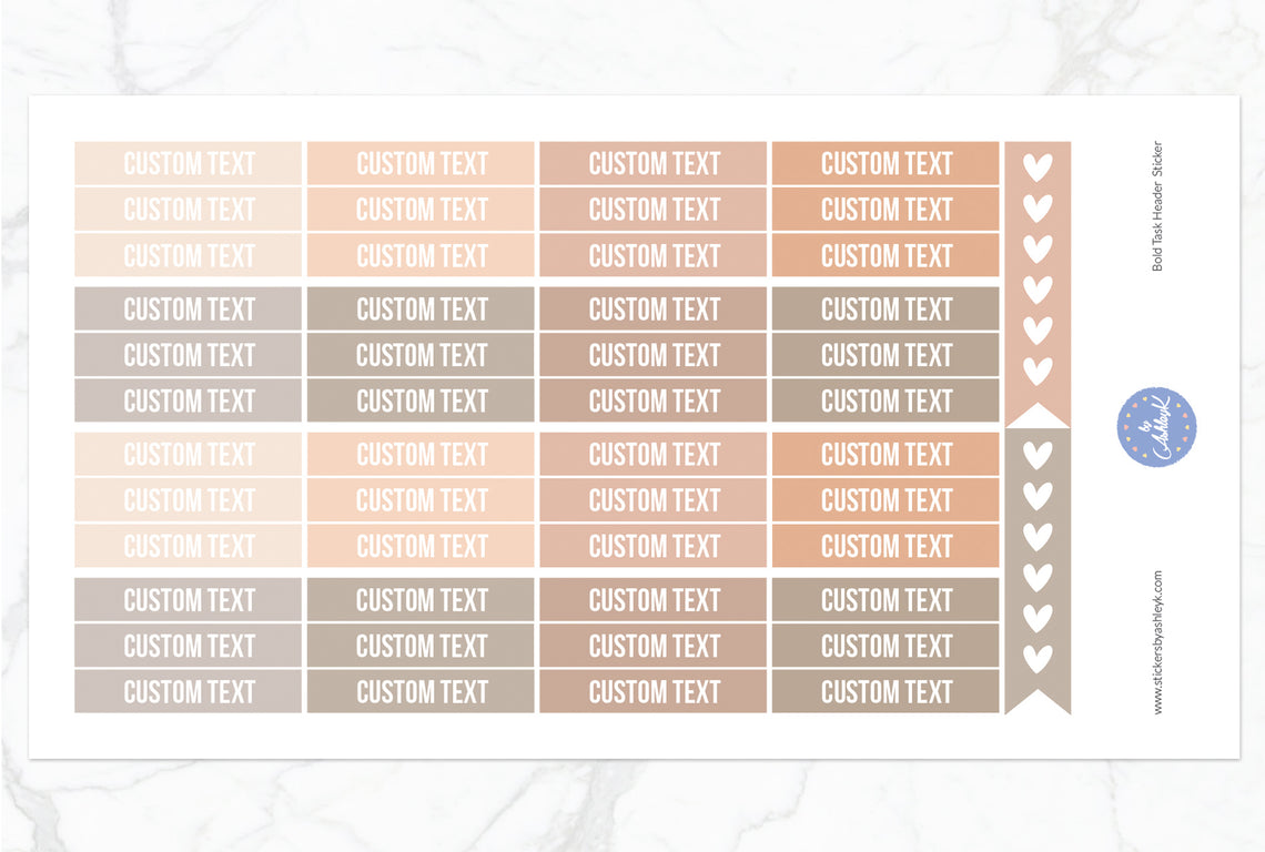Bold Custom Header Stickers - Beige Neutral