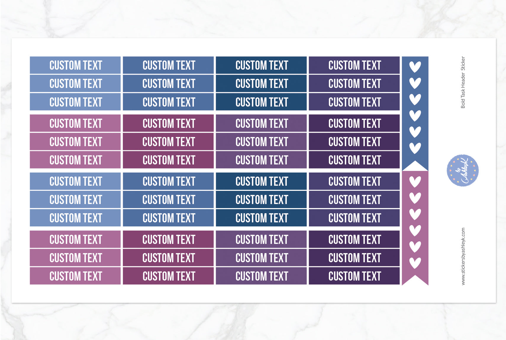 Bold Custom Header Stickers - Blueberry