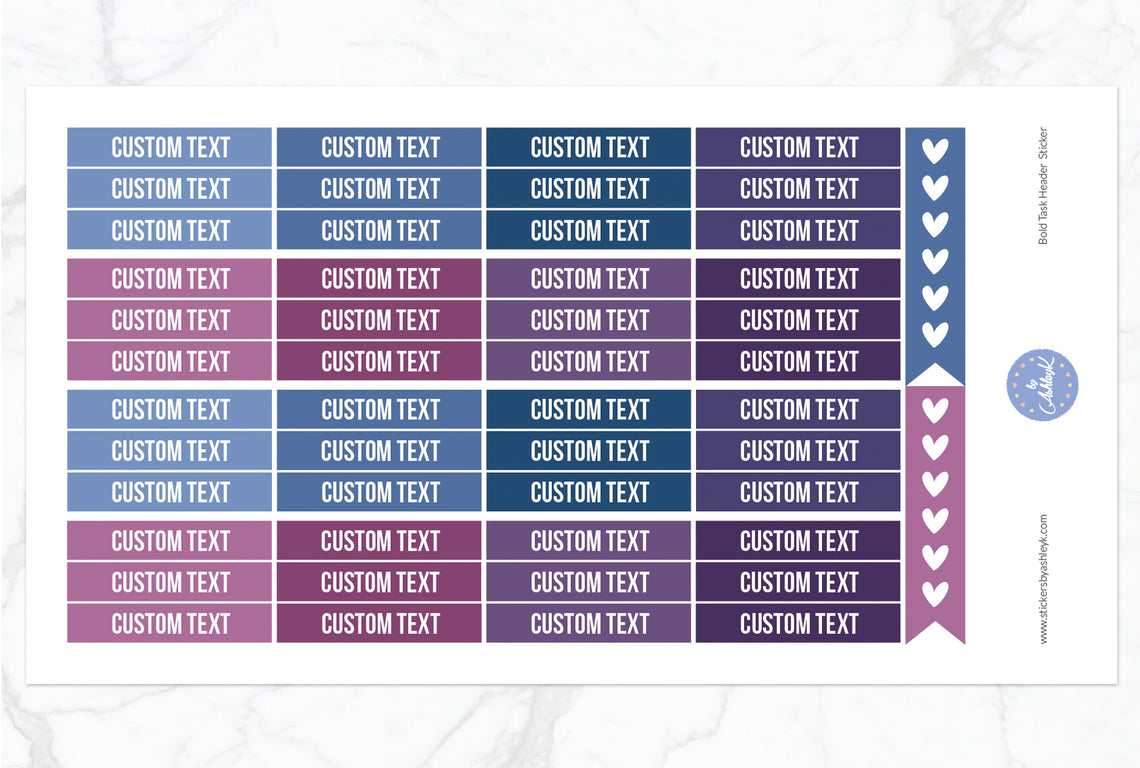 Bold Custom Header Stickers - Blueberry