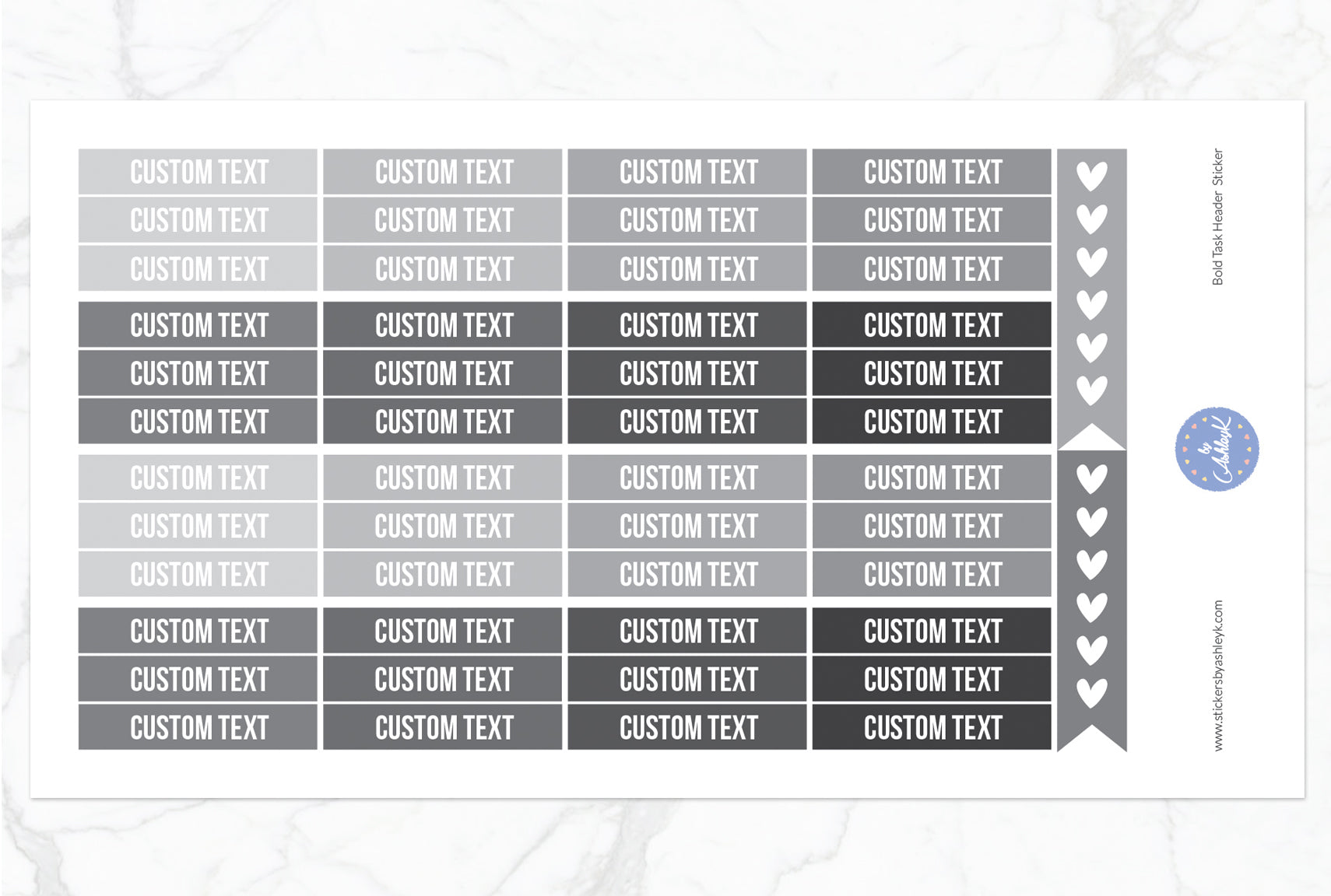 Bold Custom Header Stickers - Monochrome