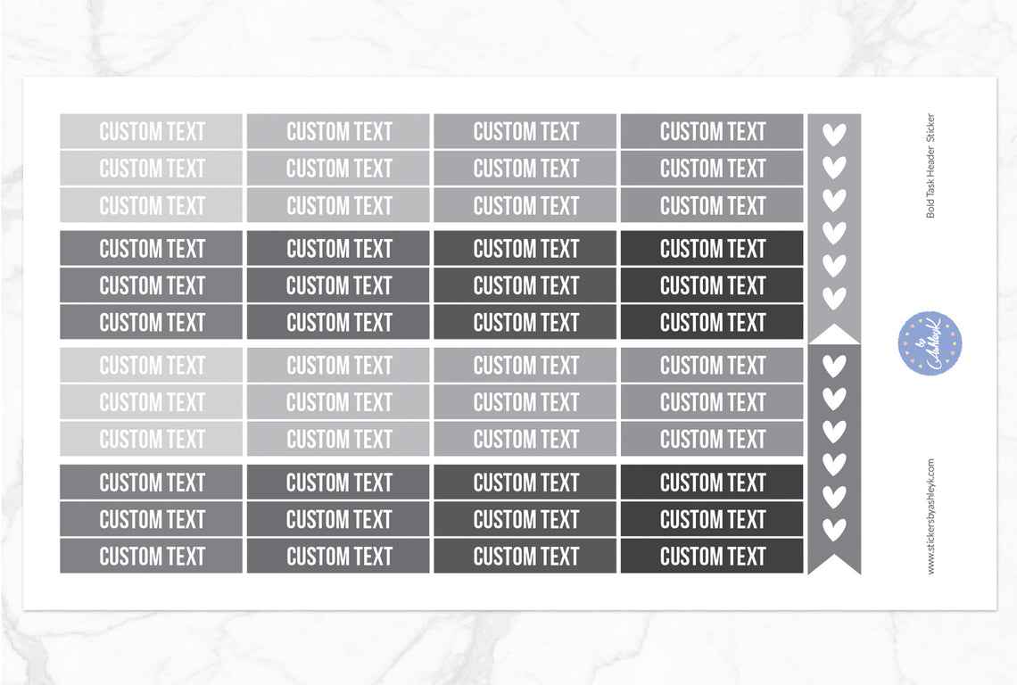 Bold Custom Header Stickers - Monochrome