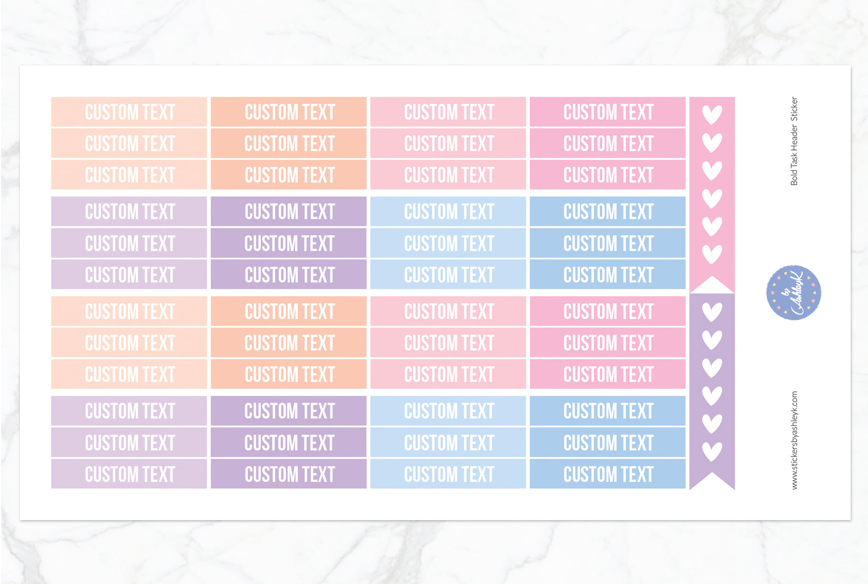 Bold Custom Header Stickers - Pastel Sunset