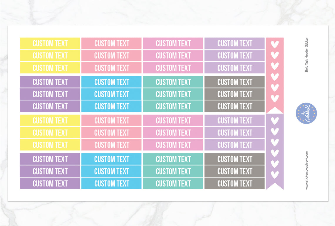 Bold Custom Header Stickers - Pastel