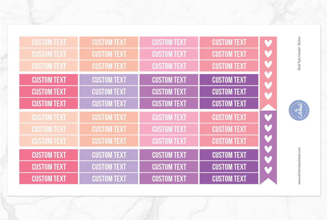 Bold Custom Header Stickers - Raspberry