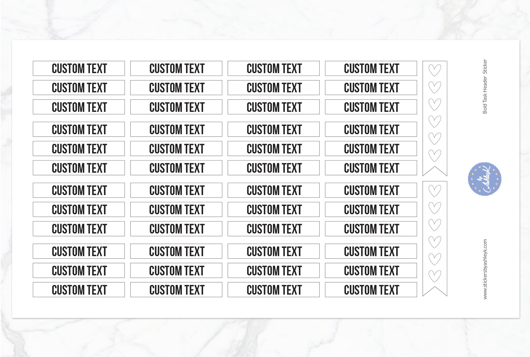 Bold Custom Header Stickers - White
