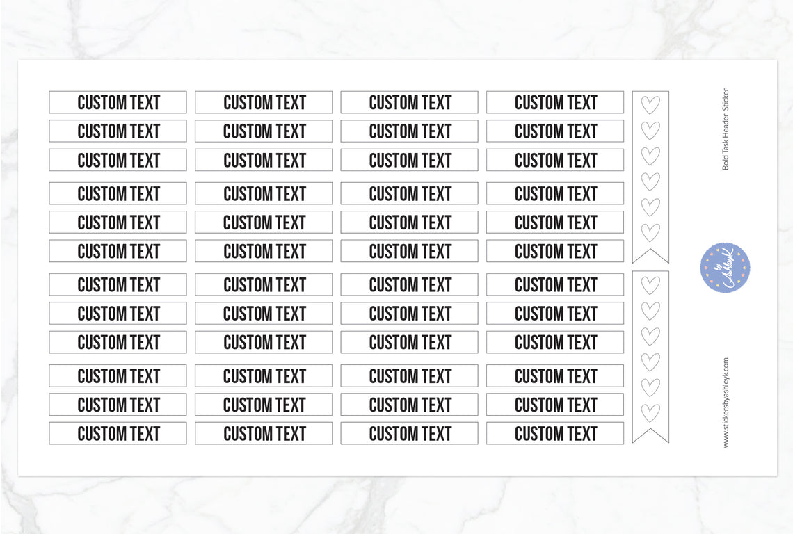 Bold Custom Header Stickers - White