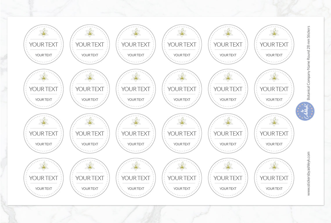 Botanical Company Name Round Stickers - 28 mm Diameter